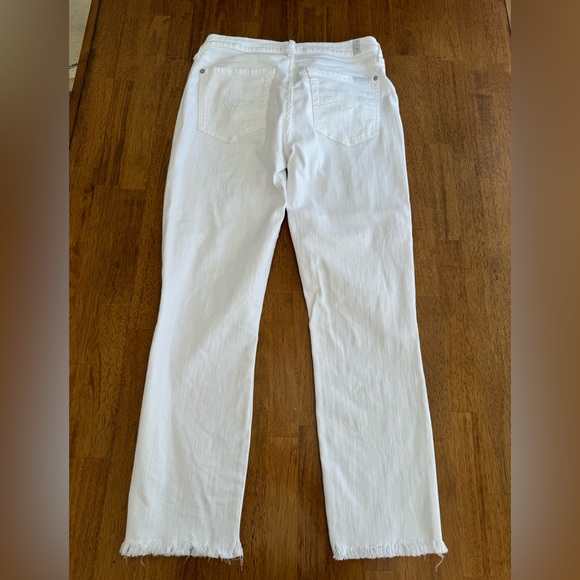 7 For All Mankind Roxanne Ankle Raw Hem Jeans SZ 28 White - Picture 9 of 17